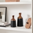 thumbnail image 6 of Milo Kande Carafe Modern Two Tone Tabletop Vase - Black and Walnut - Small, 6 of 7
