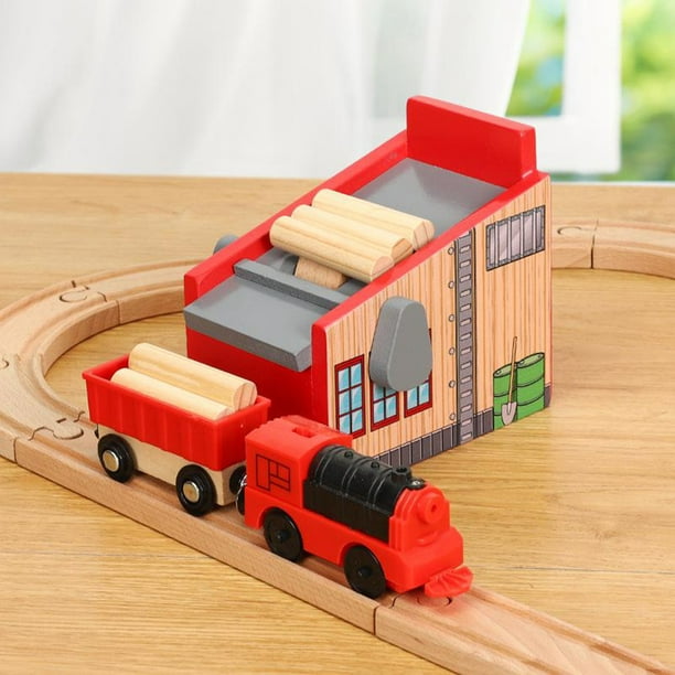 Train en bois Rail Transit Toys Lumberyard Scène Accessoires Parent-enfant  