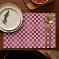 thumbnail image 5 of Pink Brown Heart Checkered Pattern Summer Placemats Table Placemats Set Of 4-Linen Kitchen Washable Placemats Table Mats 11.8"x17.7" Non-Slip Heat Resistant, 5 of 6