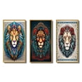 thumbnail image 2 of Designart "Contemporary Illustration Wild Lion Portrait" Animals Lion Framed Wall Art Set Of 3 - Brown Lion Frame Canvas Set For Living Room Decor, 2 of 6