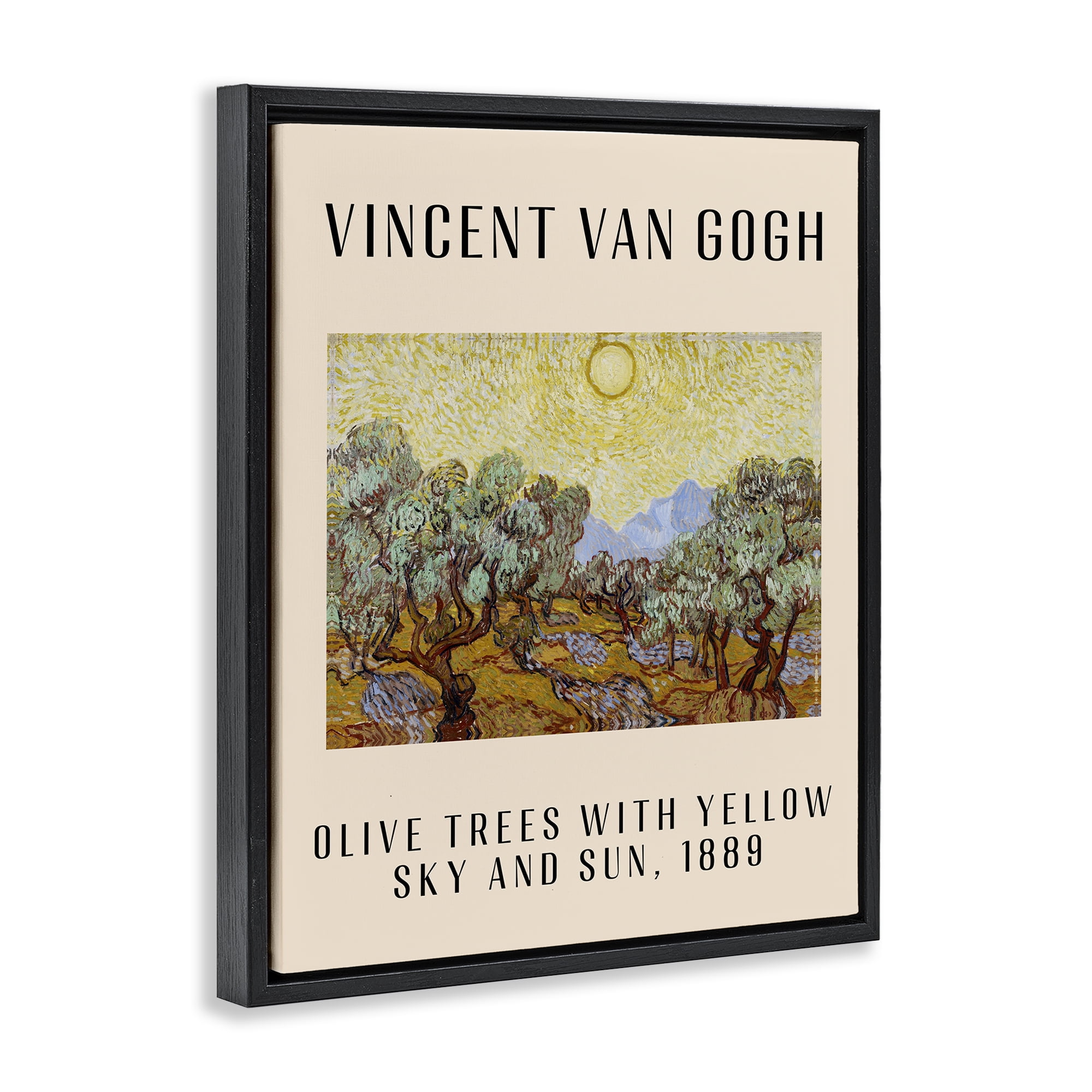 Stupell Industries Classic Olive Trees Van Gogh Landscape & Nature Painting Black Floater Framed Canvas Art Print Wall Art, 17 x 21