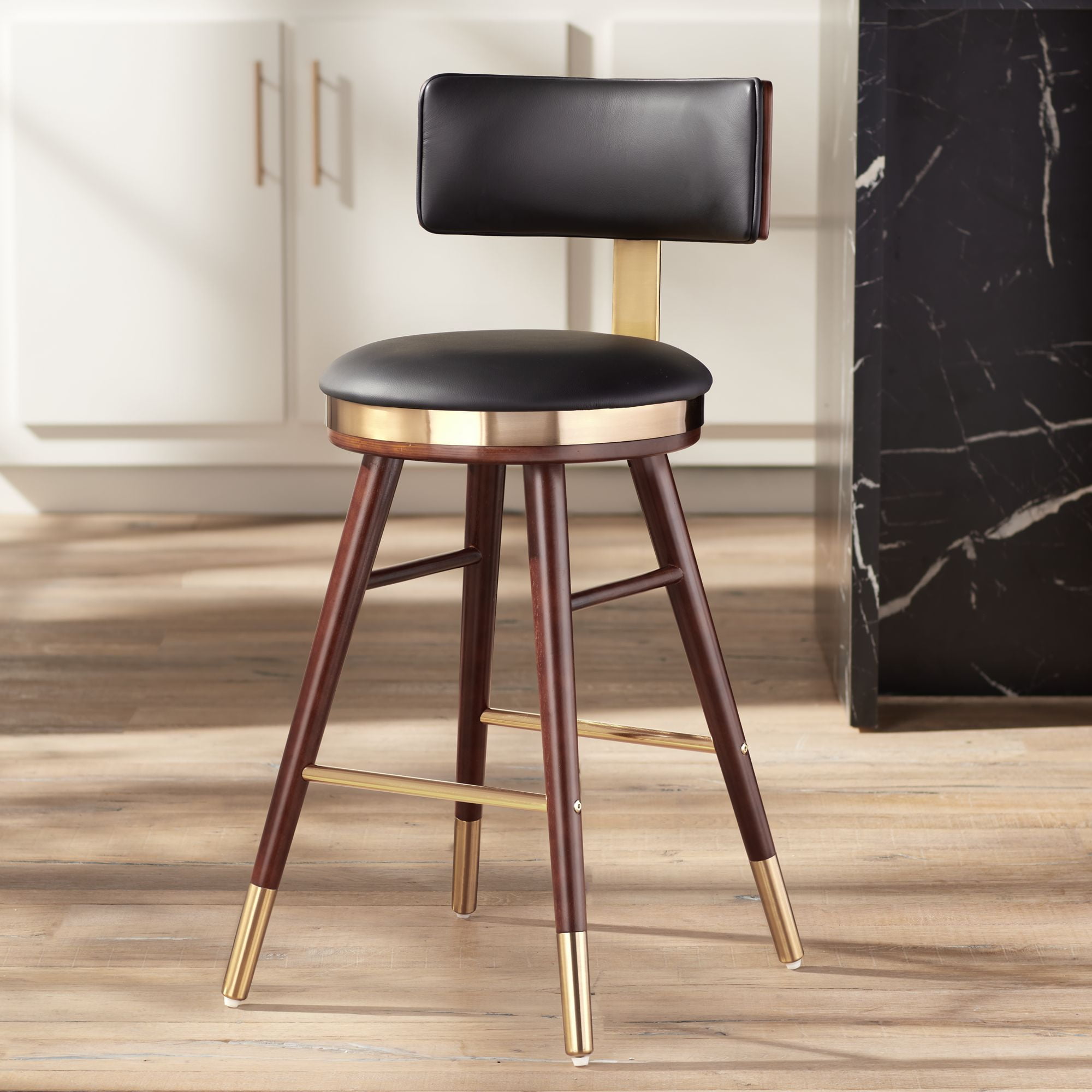 Studio 55d Parker 25 1 2 Black Leather, High Quality Leather Counter Stools