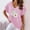 Pink, variant on WXLWZYWL Women's Summer Tunic Top Plus Size Short Sleeve V Neck Cotton Linen Floral Sunflower Printing Casual Comfy Loose Blouse Shirts