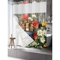 thumbnail image 3 of No Hook Shower Curtain with Snap-in Liner, Easter Waterproof Fabric Bathroom Curtains, Retro Spring Rabbit Flowers Plants Wooden Plank Bath Curtains & Mesh Top Window 66"x72", 3 of 9