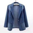 thumbnail image 6 of Denim Jacket for Women Women Oversized Denim Jacket Retro Jean Coat Lapel Button Up Long Sleeve Jean Jacket with Pockets Womens Fall Jackets Girls Winter Coats, 6 of 7
