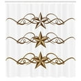 thumbnail image 2 of Primitive Country Shower Curtain, Western Stars Scroll Design Ornate Swirls Antique Artistic Print, Fabric Bathroom Set with Hooks, 69W X 70L Inches, Brown Pale Coffee, by Ambesonne, 2 of 2