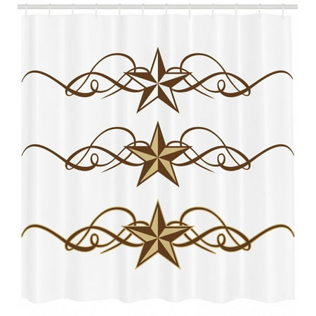 Primitive Country Shower Curtain Western Stars Scroll Design