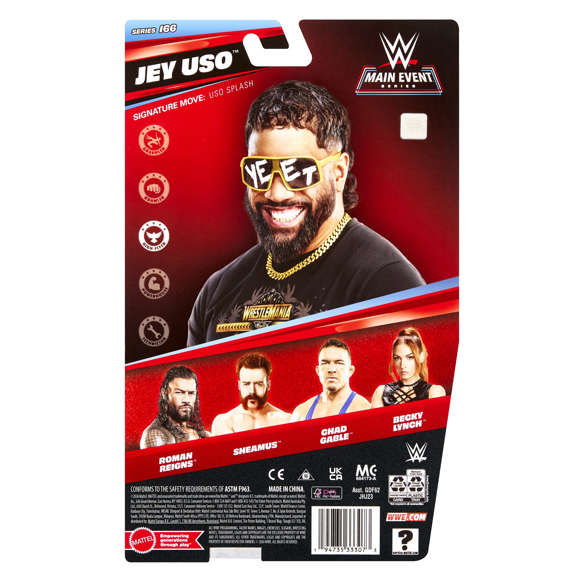 Jey Uso - WWE Main Event 166 Mattel WWE Toy Wrestling Action Figure