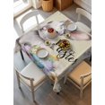 thumbnail image 2 of Happy Easter Suqare Tablecloth - 60 x 60 Inch, Spring Grey Bunny Colorful Eggs Flower Brown Waterproof & StainResistant Tablecloth, Washable Oil-proof Table Cover for Dining/Party/Wedding/Buffet, 2 of 9