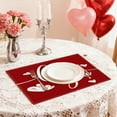 thumbnail image 6 of Valentine’s Day Linen Placemats - Solid Color Letter Print Insulated Table Mats for Holiday Parties Home Kitchen Dining Decor Durable Easy-Clean Heart-Themed Mats, D, 1pc, 6 of 6
