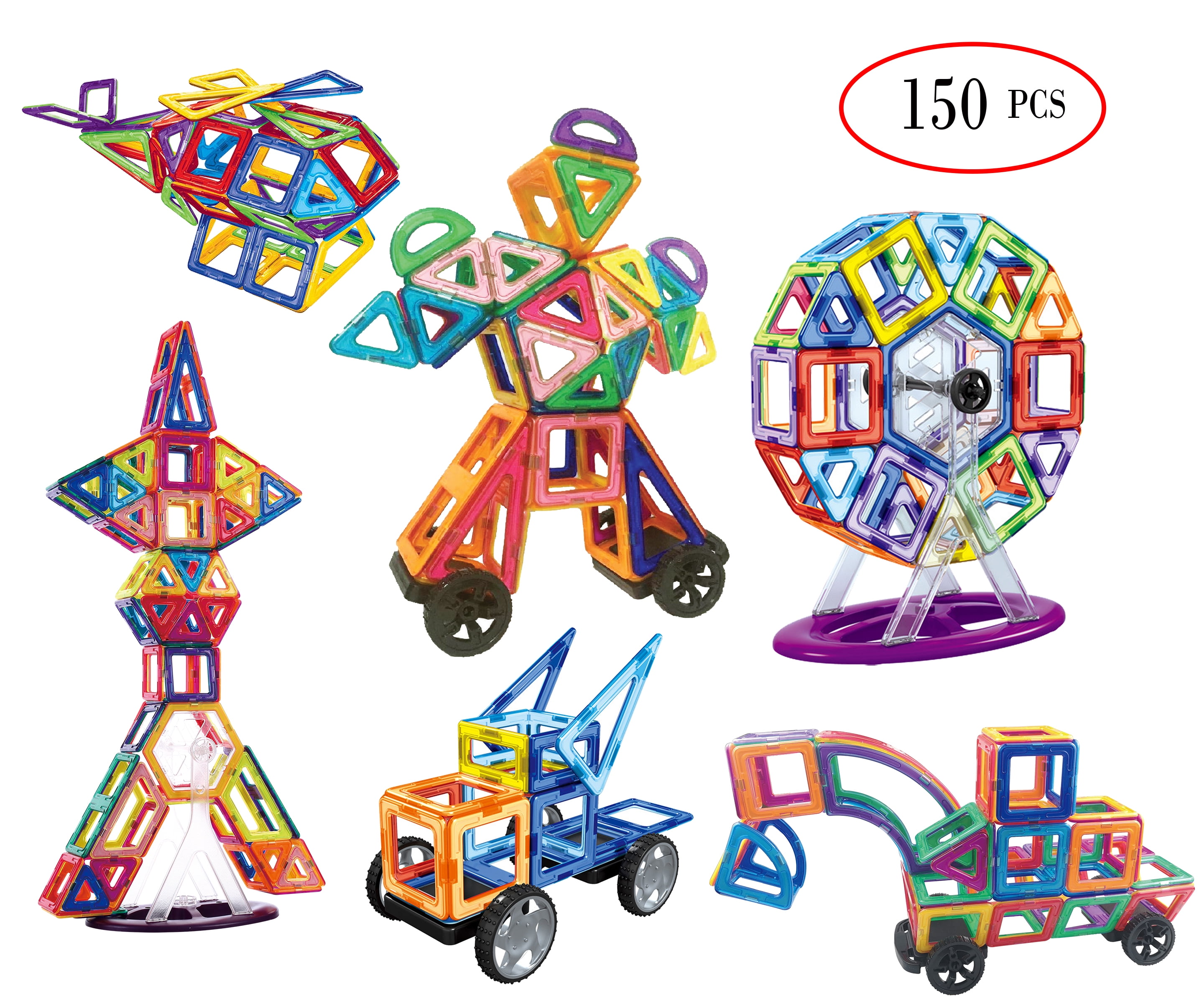 Magnetic Blocks Building Toys for Boys and Girls Akyhoo Large Size Magnetic Tiles Set 68 Piece 3D Building Blocks Construction Set 