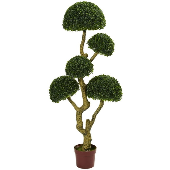 Nearly Natural 5ft. Five Head Boxwood Artificial Tree, UV Resistant (Indoor/Outdoor)