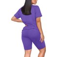thumbnail image 6 of REORIAFEE Women Outfits 90s Outfit Women Two Piece Outfits Summer Short Sleeve Round Neck Biker Shorts Set Cycling Suit Purple XXL, 6 of 6