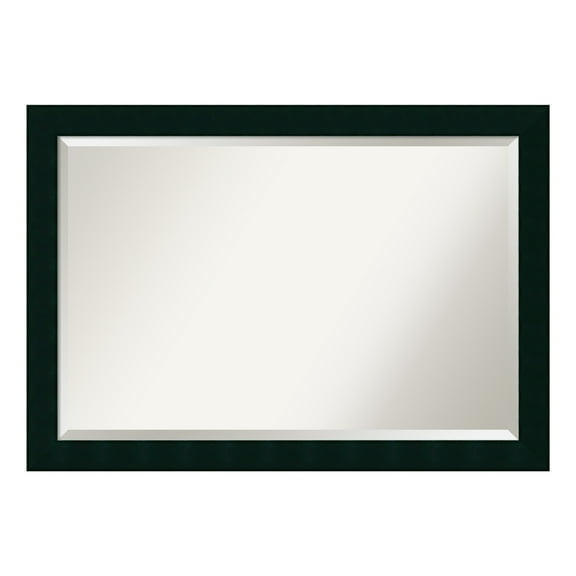 Tribeca Black Beveled Wood Bathroom Wall Mirror