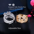 thumbnail image 6 of Gold Plated Resizable Cross Geometric Multilayer CZ Wide Open Ring Women Jewelry, 6 of 9