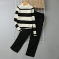 thumbnail image 2 of bbymog Girls' Fall and Winter Outfits Knitted Crewneck Long Sleeve Sweater and Long Pants Set Girls Fashion Kids Clothes Girls Black 10 Years, 2 of 9