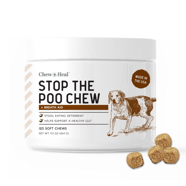 Chew + Heal Stop The Poo Chew, 120 Soft Chew Treats Dog Stool Eating