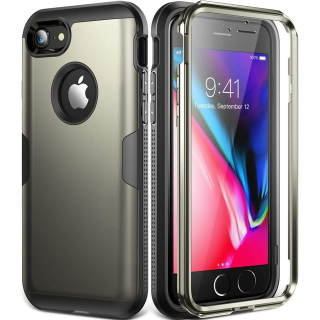 YOUMAKER Case for iPhone 8 & iPhone 7, Full Body ged with Built-in Screen Protector Heavy Duty Protection Slim Fit