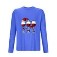 thumbnail image 4 of Men's Christmas Graphic T-Shirt Long Sleeve Crew Neck Christmas Print Casual Holiday Top Fall Winter Festive Occasions (4XL, Blue), 4 of 4