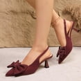 thumbnail image 5 of Miluxas Closed Pointed Toe Slingback Kitten Heels Comfortable Dressy Pump Shoes Wine 6(37), 5 of 9