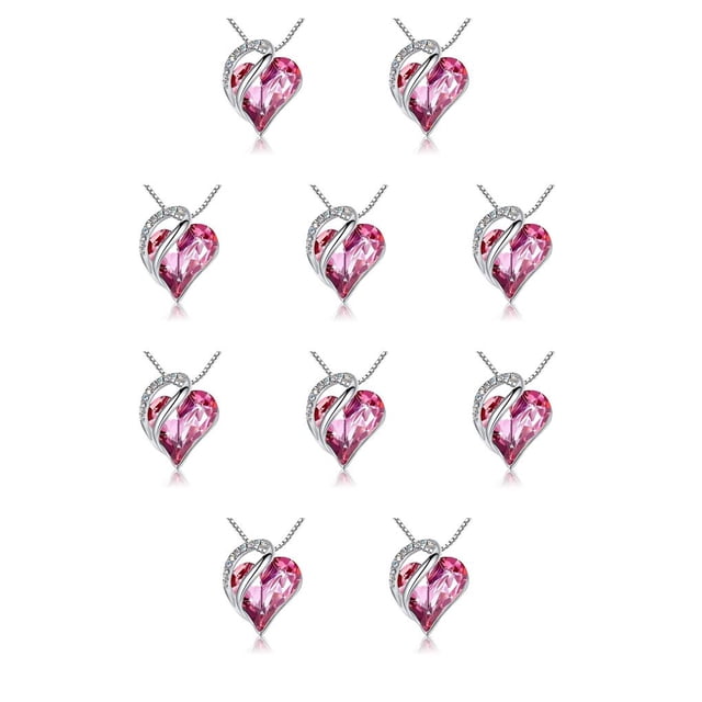 Minnieouse Corazón Colgante Collar Hija Cristal Gargantilla Aniversario Fiesta de disfraces Accesorios de joyería Regalos personalizados Rosa Rosado 10piezas
