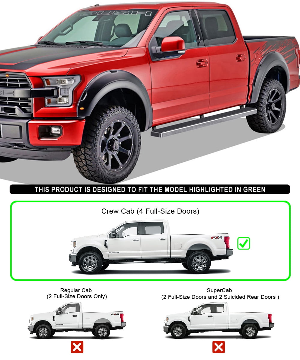 APS Running Boards 5in Compatible with Ford F150 2015-2026 SuperCrew Cab & F150 Lightning 2022-2026 & F-250 F-350 Super Duty 2017-2026 Crew Cab 304 Stainless Steel (Nerf Bars Side Steps Side Bars)