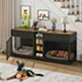 thumbnail image 2 of Ataucjin 82inch Large Dog Crate for 2 Dogs, Dog Kennel Indoor with 4 Drawers and Shelves, Double Dog Crate Furniture TV Stand, Wooden Dog Cage for Medium Large Dogs（ship in 2 boxes）, 2 of 8