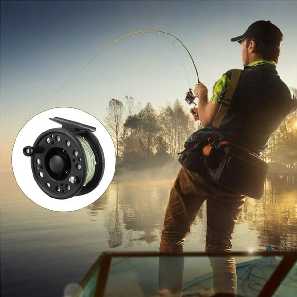 3.1inch Fly Fishing Reel Light Green Fly Fishing Whee Fly Spinning Round  Rifle With Fishing Line For Fisherman Sea Lake River Fishing 