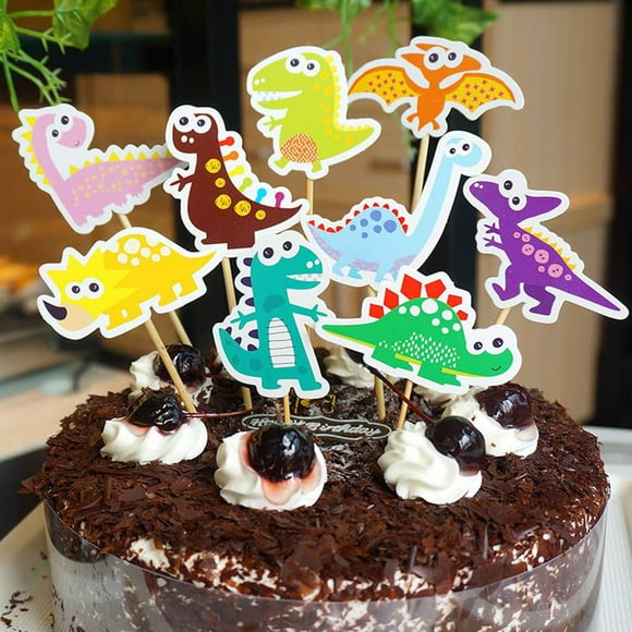 Cartoon Dinosaur Cupcake Toppers Happy Birthday Cupcake Toppers Party Decorations Toppers Cake Flag Toppers Baby Shower Cake Toppers
