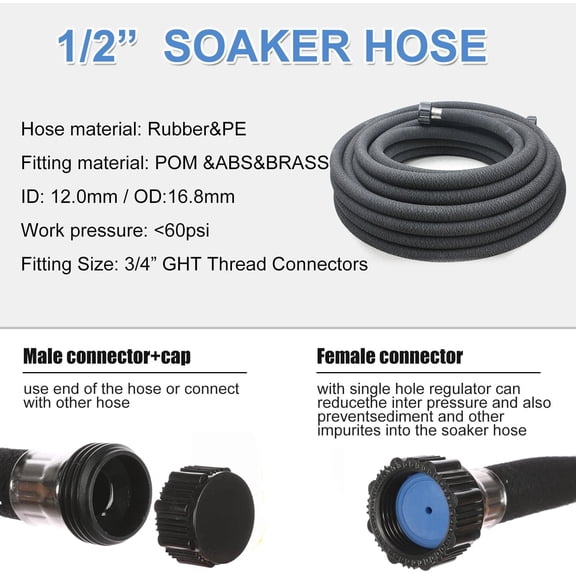 1/2 Inch Soaker Hose Diameter Saves 70ï¼… Water Perfect Delivery Water Great Garden Flower Bed (1-2-100ft)