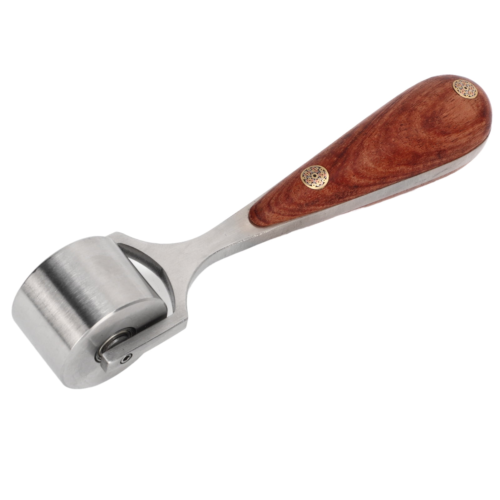 NFTIGB Leather Press Edge Roller Tool with Rosewood Handle & Stainless Steel Wheel, 1-Inch Head, Heavy-Duty Handheld Flattener for DIY Leathercrafting, Gluing, and Stitching Projects