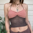 thumbnail image 4 of vigerkar Women Halter Crochet Tops Sleeveless Knit Tank Tops Y2K Summer Crop Camisole Vest Top Coffee, M, 4 of 7