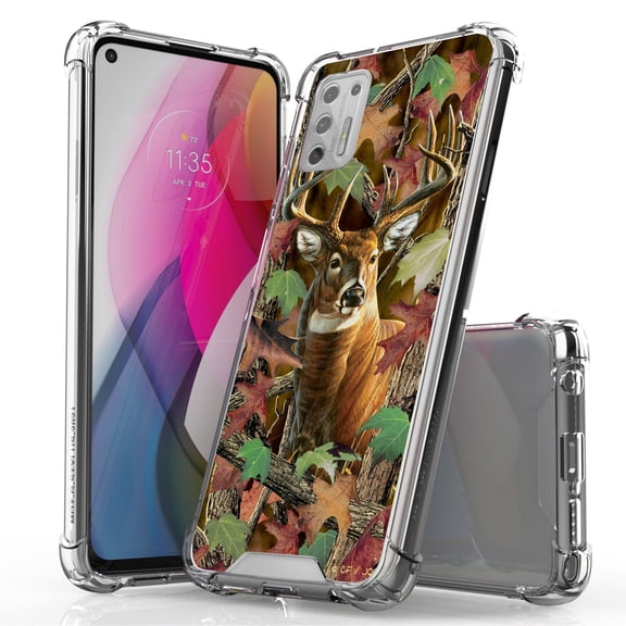 ANJ  Hybrid Slim Hard Back Cover Case Flexible Bumper for Motorola Moto G Stylus 2021 - Buck Camo