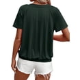 thumbnail image 3 of Camisetas Casuales de Verano para Mujer, Camisetas de Corta con Cuello en V, Verde Oliva, Talla M, 3 of 7