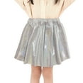 thumbnail image 2 of LUOGENLI Girls Valentine's Day Dresses Size 6/7 Kids Holiday Party Color Blocking Tutu Carnival Dance Performance Skirt Poncho Cheerleader Sequin Pleated Skirt Silver XS, 2 of 4