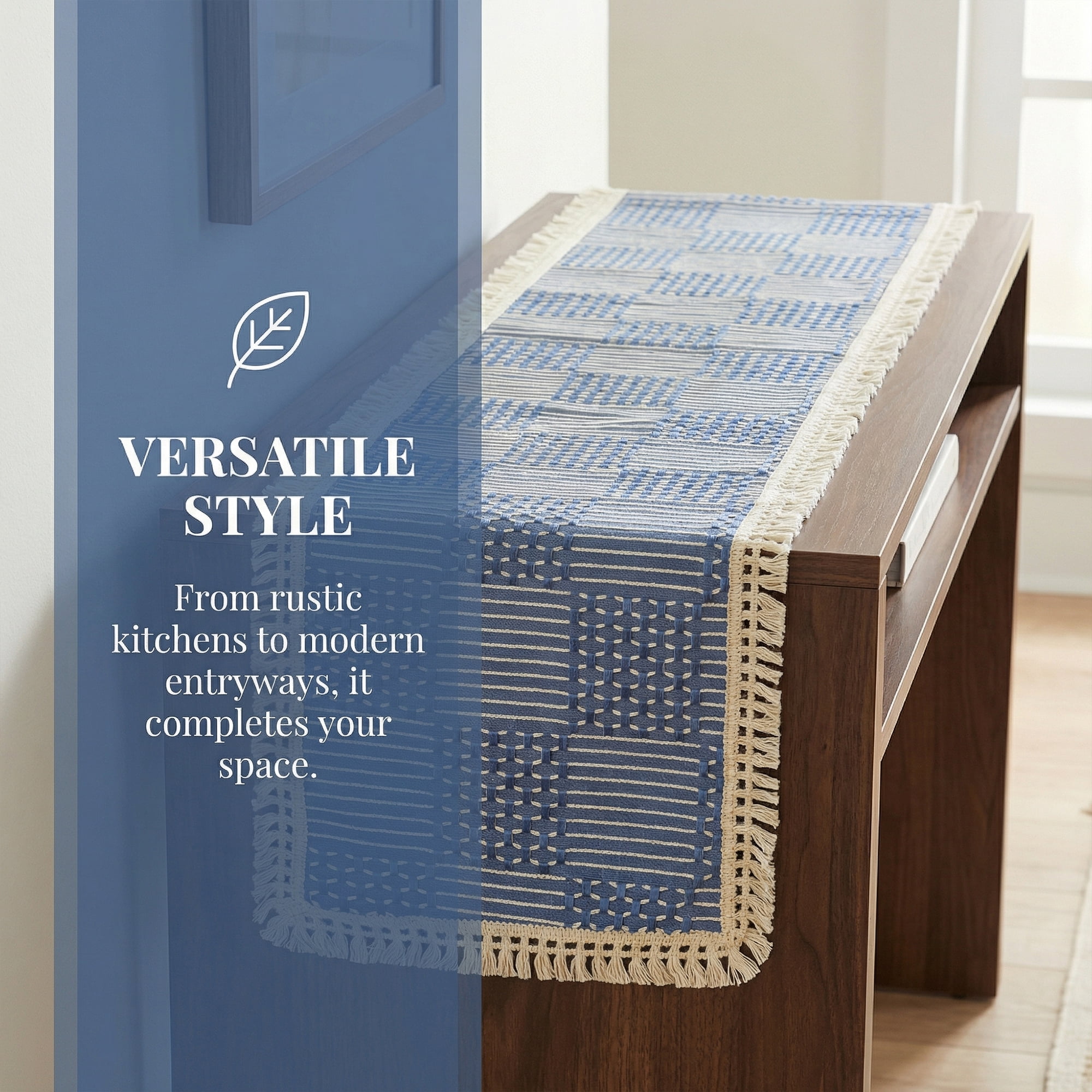 Unique Bargains Birthday Decorations Tassel Kitchen Table Runner Navy Blue 13x86.6in