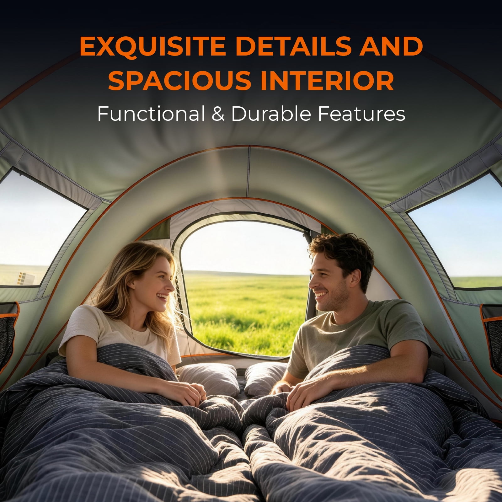 4 Person Pop Up Tent for Camping, Waterproof Instant Family Tent with Front Awning, Automatic Tent Throw Pop Up Instant Flip Pop Tent for Camping, Green