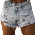 thumbnail image 4 of LYMAYTER Jeans Shorts for Women Casual Hole Break Denim Shorts Light Color Scheme Female Denim Shorts S-2XL, 4 of 6
