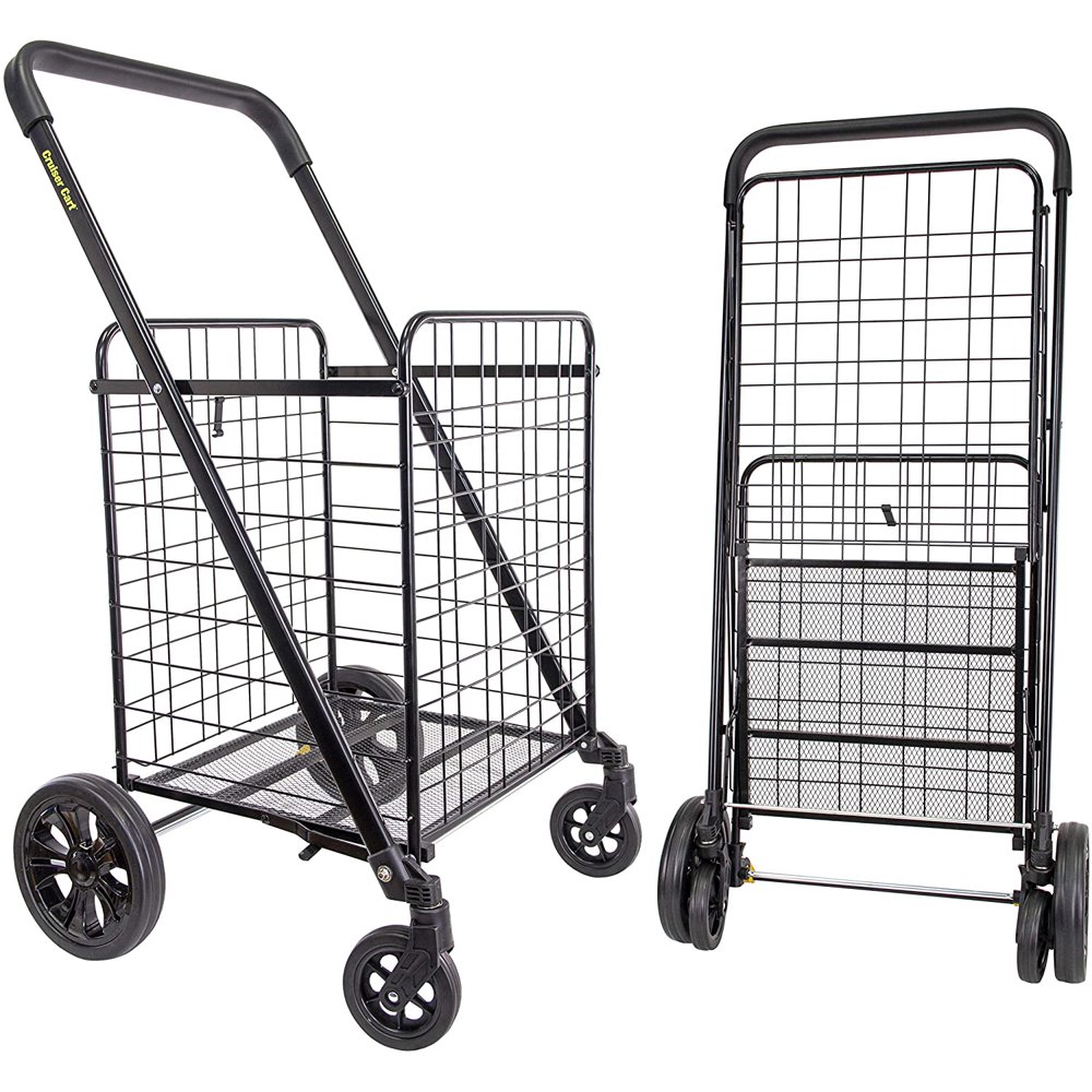 dbest products dbest products Cruiser Cart Deluxe 2, Black, Shopping Grocery Rolling Folding
