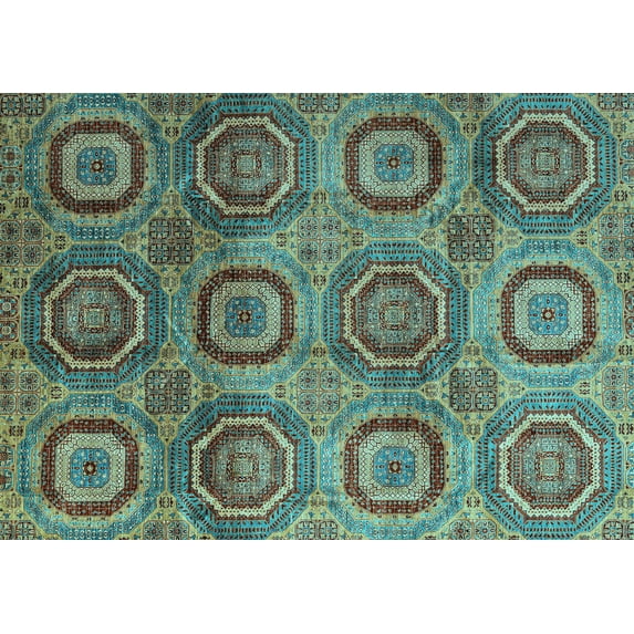 Ahgly Company Indoor Rectangle Abstract Light Blue Modern Area Rugs, 5' x 8'