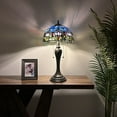 thumbnail image 2 of Tiffany Table Lamp Blue Purple Stained Glass Tulips LED Bulbs Included Vintage For Living Room Bedroom Bedside 12"W*12"D*22"H, 2 of 6