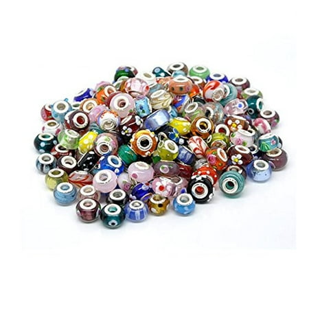 Ten (10) Assorted Lot Murano Glass European Mix Beads Compatible with Pandora, Chamilia, Troll, Biagi (Style May Differ From Picture Due to Different Shipments As This Ia an Assorted Package) Murano