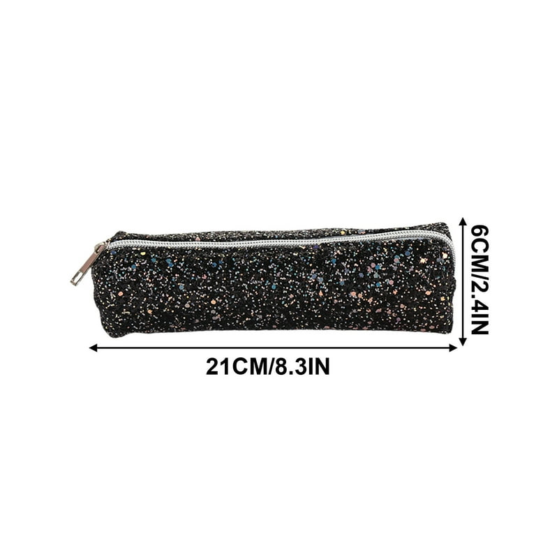 Glitter Shiny Pencil Case Compact Version - Scratch-Resistant Portable Organizer For Toiletry, Travel Accessories (8.3x2.4x2.4in