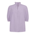 thumbnail image 5 of Yigetop 3/4 Sleeve Tops for Women, Women's Puff 3/4 Length Sleeve Shirt V Neck Summer Outfits Loose Fit Blouses Shirts Beach Vacation Clothes 2026 Women Tops Dressy Casual Light Violet M, 5 of 9