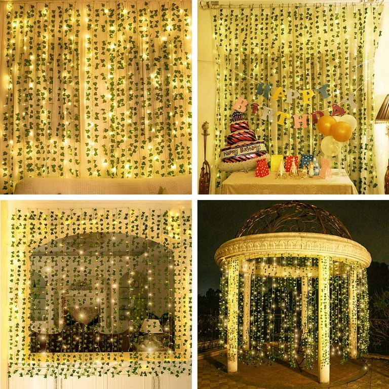 12 Pack Fake Vines for Room Decor with 100 LED String Light Artificial Ivy  Garla