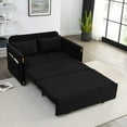 thumbnail image 3 of Ucloveria Velvet Sofa Bed, 54" Modern Convertible Loveseat with 2 Pillows and Detachable Side Pockets, Velvet Small Loveseat Sofa Bed for Livingroom (Black), 3 of 10
