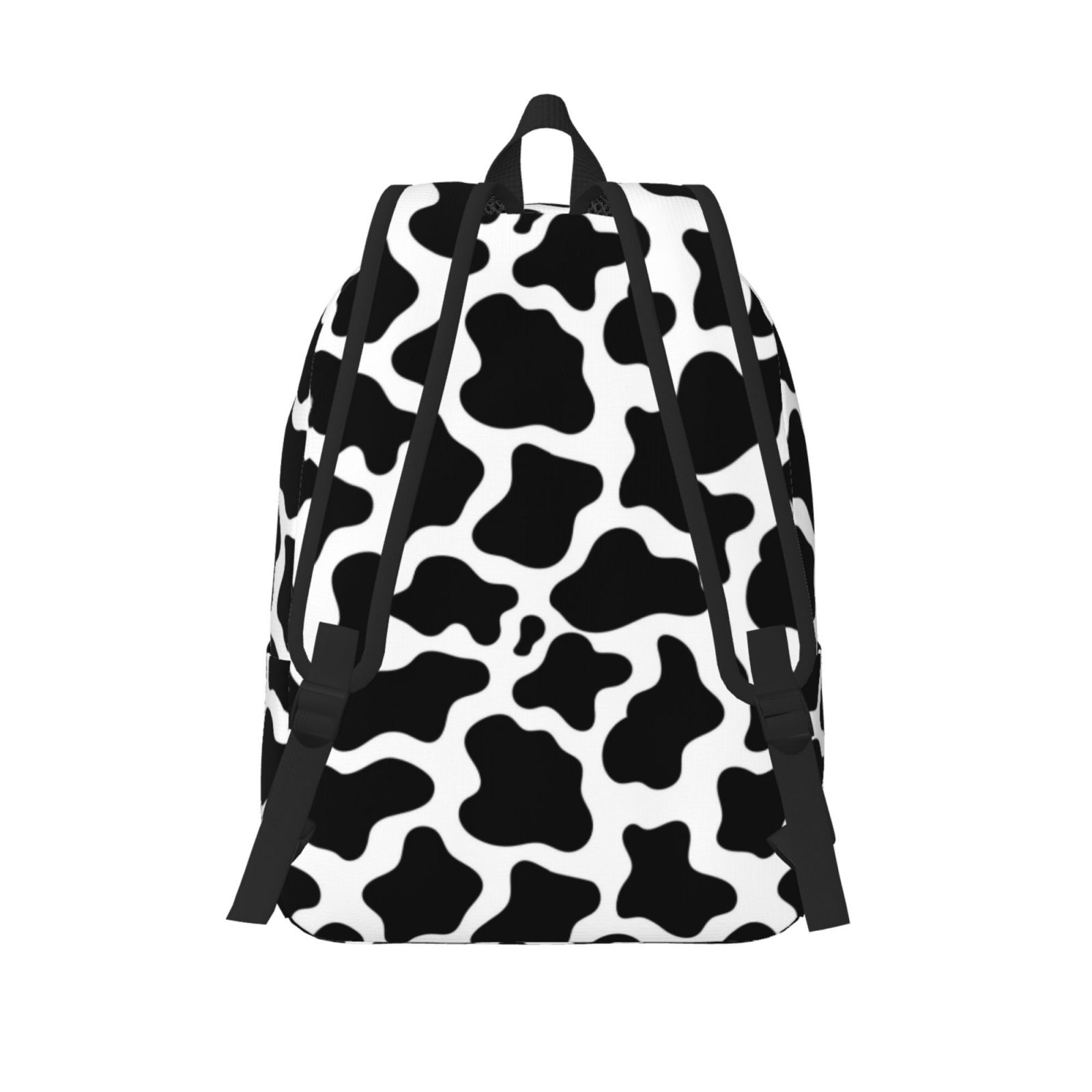 Horeoi Cow Print Black White for Canvas Backpack for School Outdoor Travel Use Men Women Teenagers Large Capacity with Adjustable Shoulder Straps