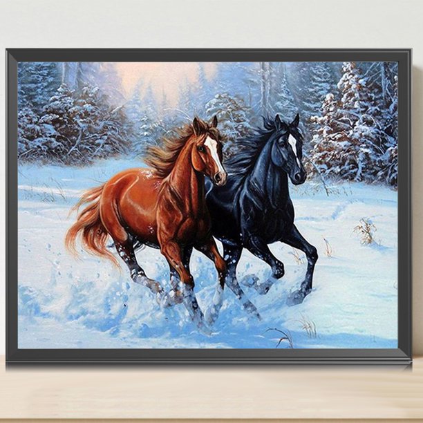 Cuadros Decorativos 5D bricolaje taladro cuadrado completo diamante pintura caballo Kit decoración del hogar (ZQA522) Wdftyju embutido en tela