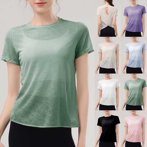 Fengqque Womens Short Sleeve T Shirts,Women's Casual Loose Solid Color Round Neck Thin and Breathable Pullover Short Sleeve T-shirt Top White XL(XL)