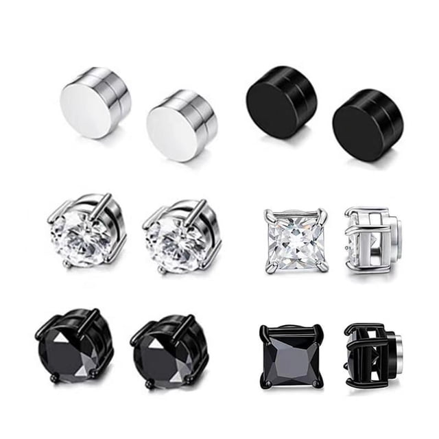 Juego de pendientes de acero inoxidable Juego de pendientes negros para hombre Juego de moda múltiple